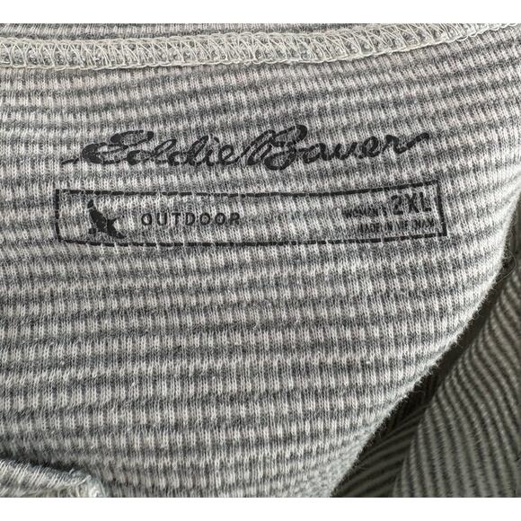EDDIE BAUER  Size 2XL XXL Striped Thermal Henley Long Sleeve Top Pullover Gray - Picture 3 of 6